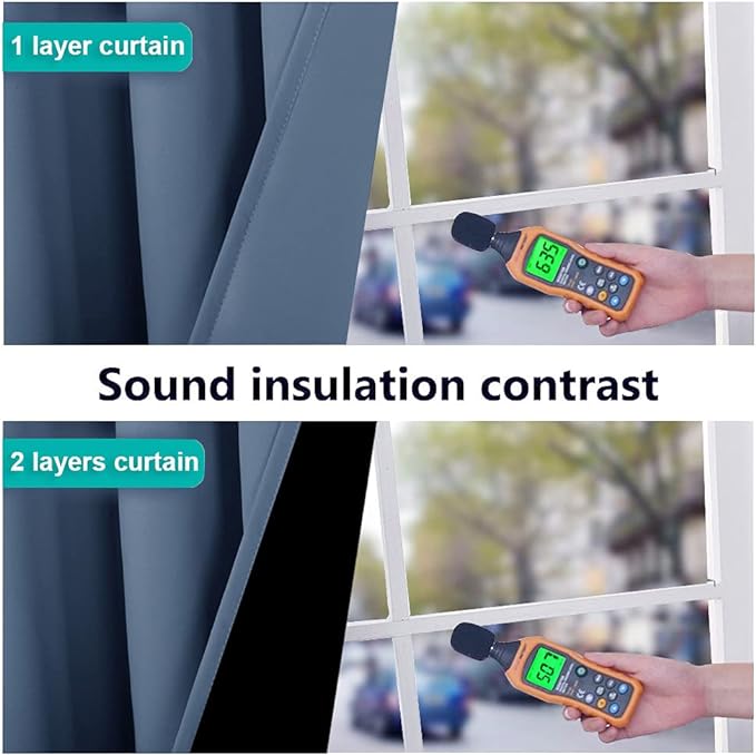 NICETOWN 100% Blackout Curtains 95 inches Long, Pair of Energy Smart & Noise Blocking Out Drapes for Baby Room Window, Thermal Insulated Guest Room Lined Window Dressing (Stone Blue, 62 inches Wide)