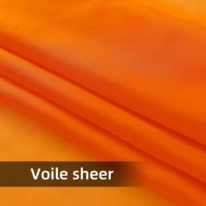 youleyar Solid Sheer Rod Pocket Curtain Voile Draperies 4 Panels White Beige Black Grey Ivory 52 Inch Width 84 Inch Long 1 Pair for Kitchen Bedroom Children Living Room Yard(Orange,52 Wｘ84 L)