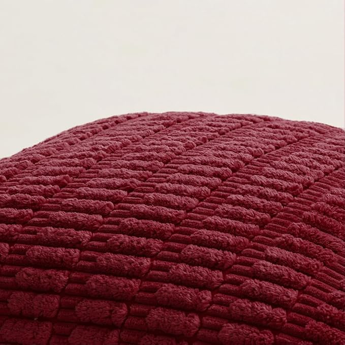 Fancy Homi 4 Packs Burgundy Decorative Throw Pillow Covers 24x24 Inch for Living Room Couch Bed, Holiday Christmas Home Decor Gift, Soft Plush Corduroy Cute Square Accent Cushion Case 60x60 cm