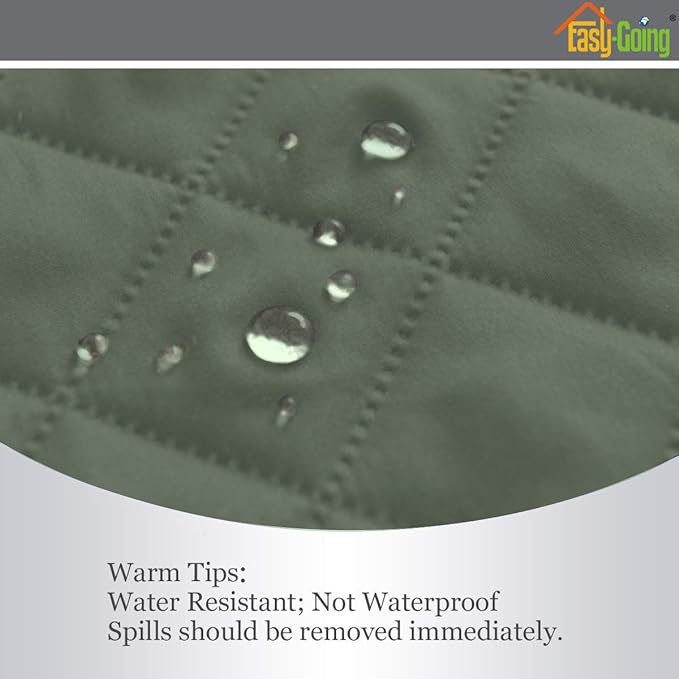 Easy-Going Reversible Couch Cover for 3 Cushion Couch Sofa Cover for Dogs Water Resistant Furniture Protector Cover with Foam Sticks Elastic Straps for Pet Cat (Sofa, Greyish Green/Beige)