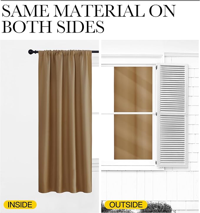 NICETOWN RV Blackout Curtains for Camper Windows, Gold Brown, 29" Wide by 40" Long, 2 PCs, Short Blackout Curtains & Drapes, Thermal Insulated Blackout Curtain Panels for Kids Room, Play Room