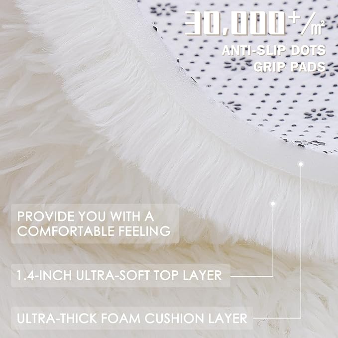OLANLY 2x10 Machine Washable Runner Rugs for Hallway, Soft Fluffy Shaggy Bedside Rugs for Bedroom, Living Room, Indoor Floor Carpet for Kids Girls and Boys, Nursery Rooms, Home Decor Aesthetic, Ivory