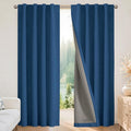 Joydeco Blackout Curtains for Bedroom - 100% Light Blocking 2 Panels Navy Blue Drapes 42" W x 90" L, Thermal Insulated Room Darkening Curtains, Linen Textured for Living Room, Rod Pocket & Back Tabs