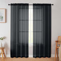 Black Sheer Curtain for Bedroom Living Room 78 Inches Long 2 Panels Set, Solid Soft Airy Light Filtering Sheer Window Curtains, Modern Rod Pocket Door Curtain, Black, 42" Wx78 L Inches