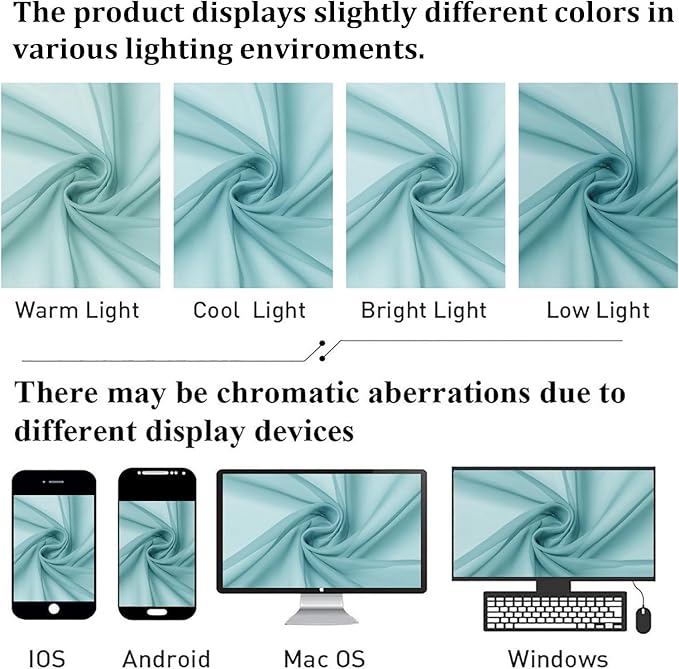 Lecloud Aqua Sheer Curtains for Bedroom 54 Inch Length 2 Pcs, Rod Pockets Solid Color Window Curtains for Living Room, Elegant Light Filtering Airy Voile Home Decor Drapes, Each Panel 42" W x 54" L
