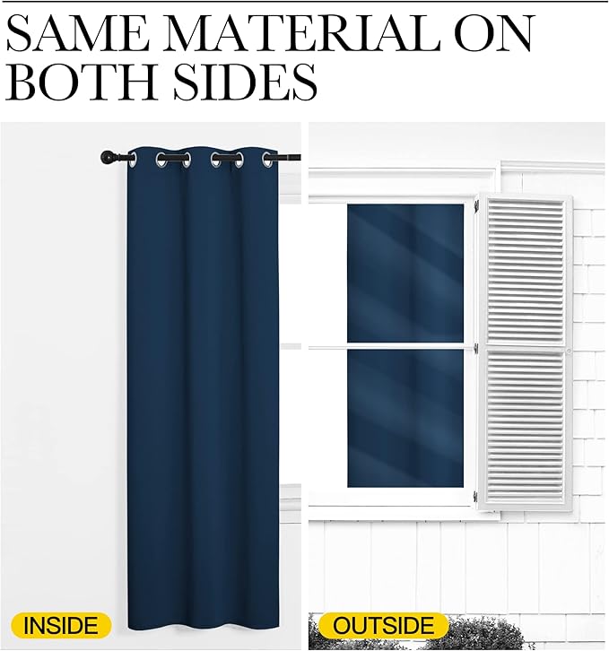 NICETOWN Bedroom Curtain Panels Blackout Draperies, Thermal Insulated Solid Grommet Blackout Curtains/Drapes (Moroccan Blue, 1 Pair, 29 by 40-inch)