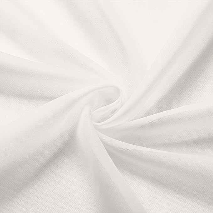 Kitchen Curtains 24 Inch Length Tier 2 Pieces, Ivory Sheer Curtain Solid Soft Sheer Short Curtains for Windows, Cafe Bathroom Basement Rod Pocket Drapes, Ivory, Each 42" Wx24 L Inches
