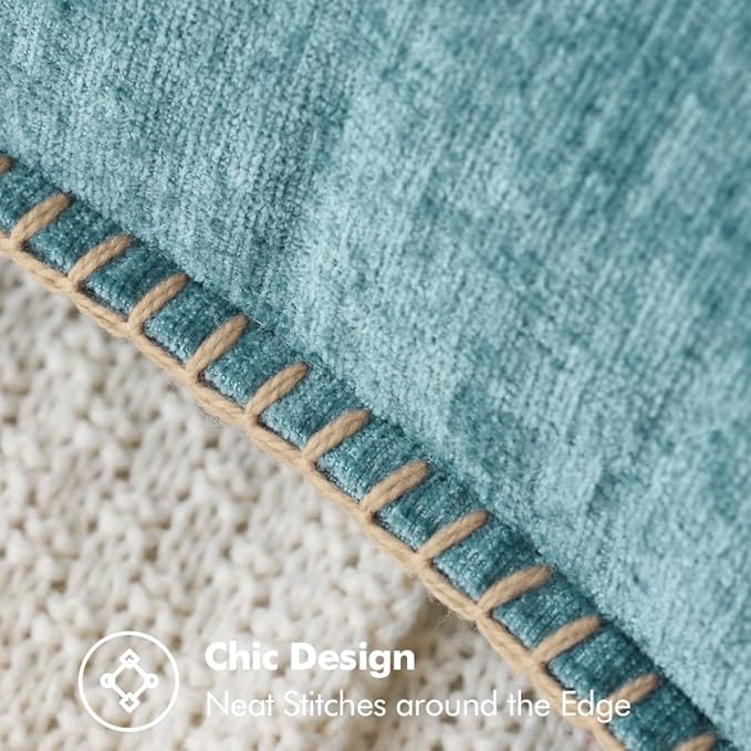 MIULEE Pack of 2 Couch Throw Pillow Covers 16x16 Inch Smoke Blue Farmhouse Decorative Pillow Covers with Stitched Edge Soft Chenille Solid Dyed Spring Pillow Covers for Sofa Bed Living Room