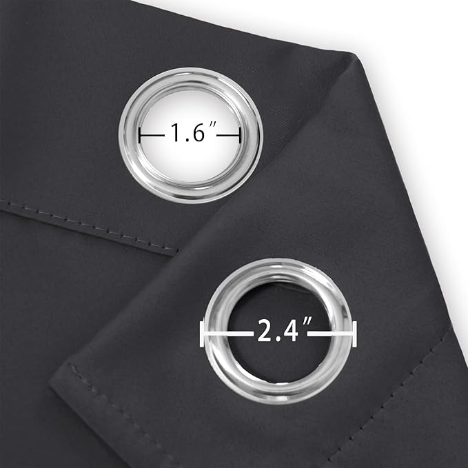 LEMOMO Dark Grey Thermal Blackout Curtains/52 x 45 Inch/Set of 2 Panels Room Darkening Curtains
