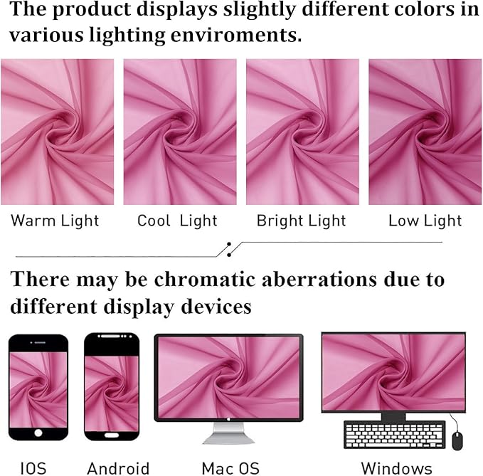 Lecloud Hot Pink Sheer Curtains 54 Inch Length 2 Pcs, Solid Color Voile Modern Farmhouse Decor Bedroom Curtains for Living Room, Rod Pockets Airy Window Treatment Drapes, Each Panel 42" W x 54" L
