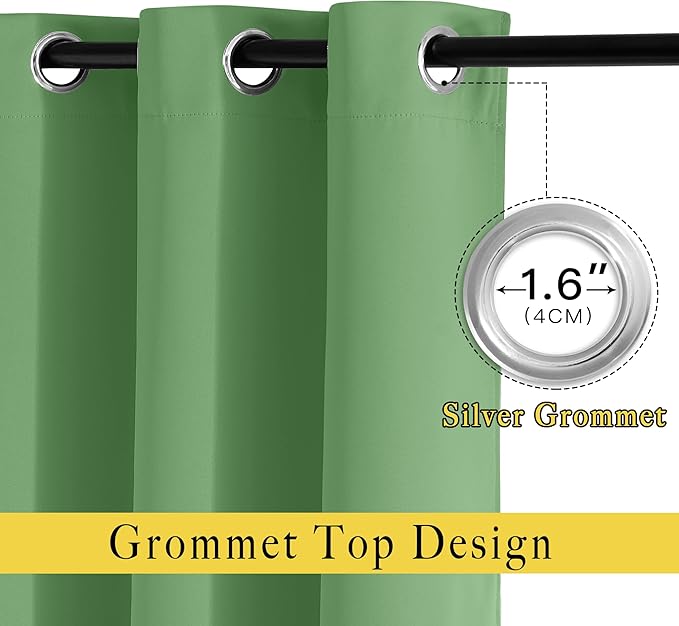 NICETOWN Blackout Curtains and Drapes for Kitchen - Extra Long Room Darkening Thermal Insulated Solid Window Blackout Draperies (Forest Green, 1 Pair, 52 x 95-Inch)