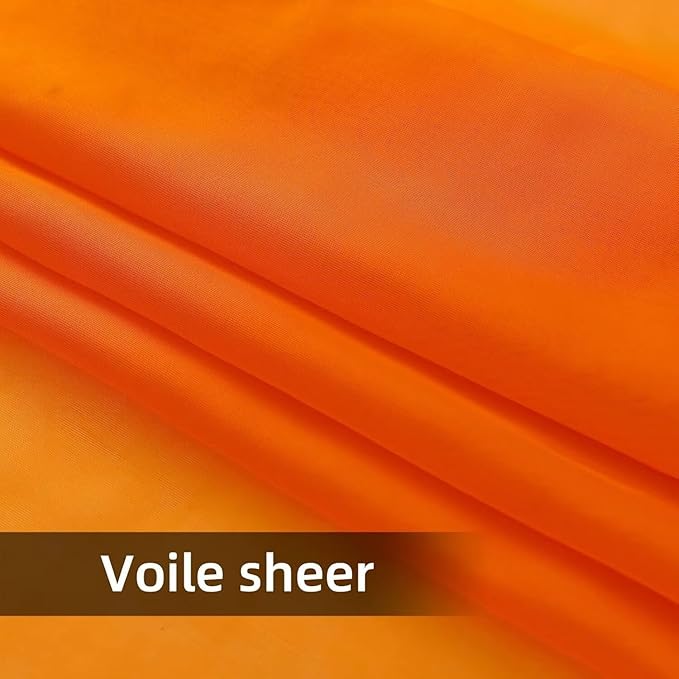 youleyar Solid Sheer Rod Pocket Curtain Voile Draperies 2 Panels White Beige Orange Grey Coffee 60 Inch Width 84 Inch Long 1 Pair for Kitchen Bedroom Children Living Room Yard(Orange,60Wｘ84L)