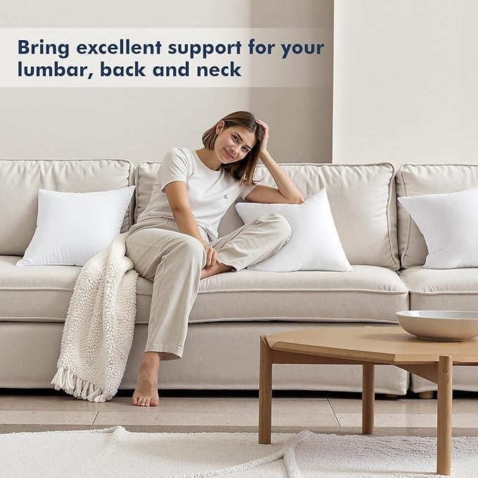 MIULEE Throw Pillows Inserts, Pack of 2 26x26 Inch 100% Virgin Fiber Filling Bed Couch Pillows