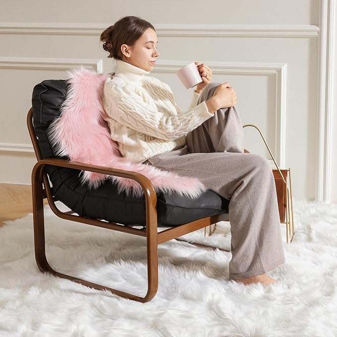Ashler faux fur rug, Fluffy Shaggy Area Rug Ultra Soft 4 x 4 Feet Square Fur Rug White Fuzzy Rug Machine Washable Shag Rug, Nursery Decor Throw Rugs for Bedroom, kids room, Living Room