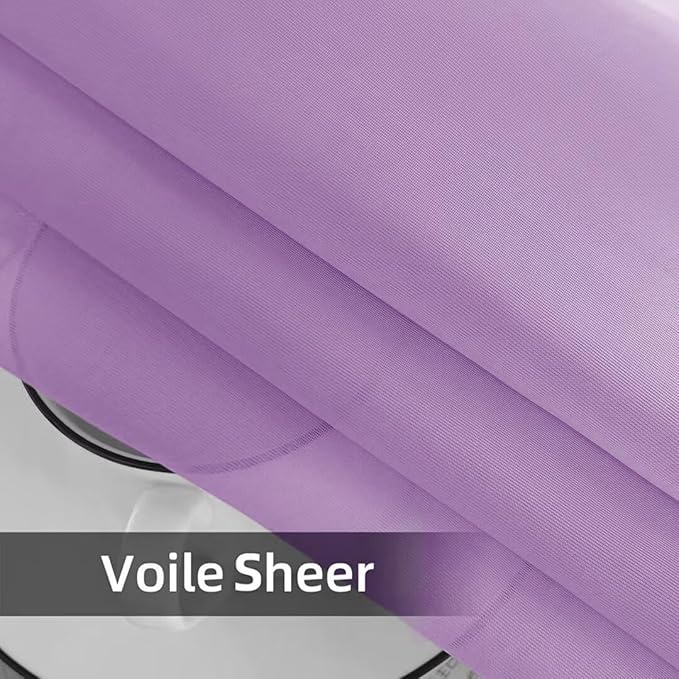 youleyar Solid Sheer Rod Pocket Curtain Voile Draperies 2 Panels White Beige Black Grey Coffee 52 Inch Width 54 Inch Long 1 Pair for Kitchen Bedroom Children Living Room Yard (Lavender,52Wｘ54L)