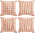 Fancy Homi 4 Packs Boho Pink Decorative Throw Pillow Covers 24x24 Inch for Living Room Couch Bed Sofa, Rustic Modern Farmhouse Home Decor, Soft Plush Corduroy Cute Square Cushion Case 60x60 cm