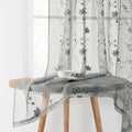 HOMEIDEAS Grey Sheer Curtains 63 Inches Long 2 Panels Embroidered Floral Pattern Semi Sheer Window Curtains for Bedroom Living Room