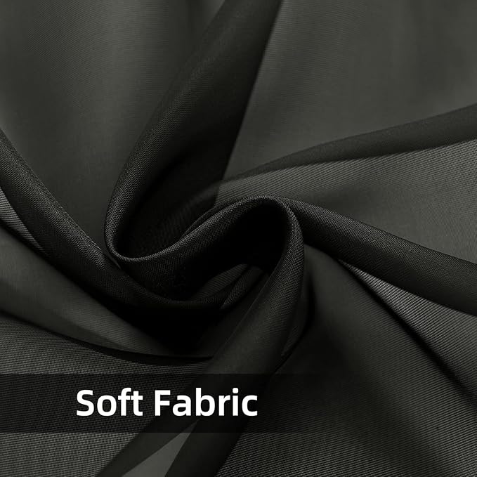 youleyar Solid Sheer Rod Pocket Curtain Voile Draperies 2 Panels White Beige Black Grey Coffee 60 Inch Width 84 Inch Long 1 Pair for Kitchen Bedroom Children Living Room Yard(Black,60Wｘ84L)