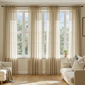 MIULEE Beige Sheer Curtains 108 Inches Long, 4 Panels Set, Rod Pocket Voile Drapes Light Filtering and Semi Transparent, Elegant Window Treatments for Bedroom Living Room,42 x 108 Inches