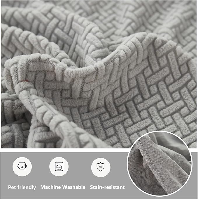 Couch Cushion Covers for Sofa Couch Covers Wear-Resistant Universal Sofa Cover Washable Stretch for Sectional Slipcovers (Texture-Blue,Large Triple Seat Cover)