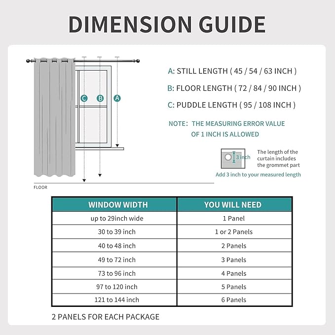 Joydeco Blackout Curtains 95 Inch Length 2 Panels Set, Thermal Insulated Long Curtains& Drapes 2 Burg, Room Darkening Grommet Drapes for Living Room Bedroom Window (W52 x L95 Inch, Peacock Blue)