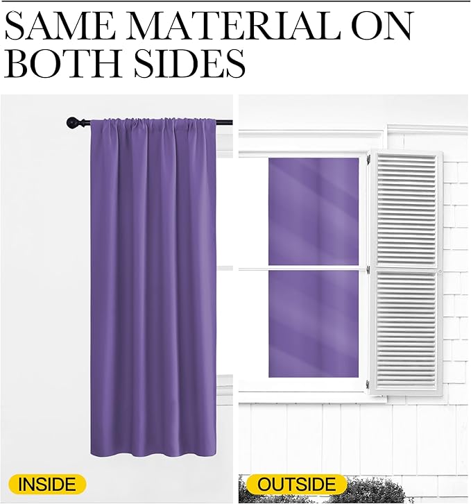 NICETOWN Blackout Curtains for Living Curtains, Lilac Purple, 2 Panels, 42 by 72, Room Darkening Window Curtain Panels, Easy-Care Solid Thermal Insulated Draperies/Drapes for Daughter Room