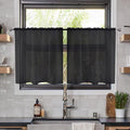 youleyar Solid Sheer Rod Pocket Curtain Voile Draperies 2 Panels White Beige Black Ivory Coffee 26 Inch Width 30 Inch Long 1 Pair for Kitchen Bedroom Children Living Room Yard(Black,26Wｘ30L)