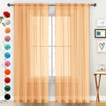 SpaceDresser Sheer Voile Window Treatment Rod Pocket Curtain Panels for Kitchen Bedroom Living Room Drapes Sunlight Filtering Privacy Semi Home Decor Assorted (Beige, 52 W x 54 L)