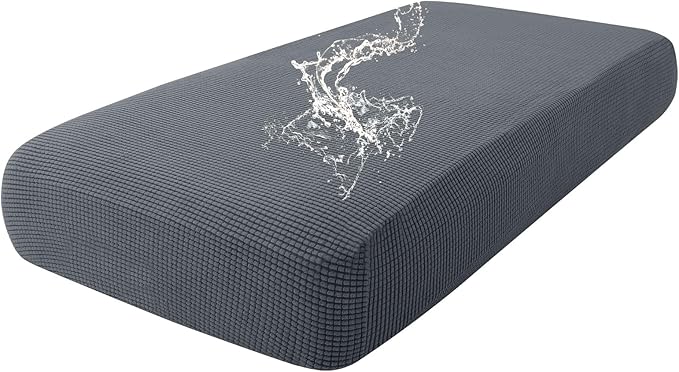 hyha Waterproof Couch Cushion Covers for Pets, Non Slip Sofa Seat Cover for Dogs Washable, Soft Thick Stretch Jacquard Fabric, Sofa Slipcovers with Elastic Bottom (1 Piece for Medium, Grey)