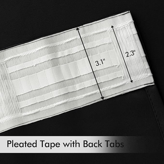 MIULEE Black Back Tab Blackout Curtains 132 Inch Length 2 Panels Set for Living Room Bedroom Privacy, Halloween Rod Pocket/Pinch Pleat Thermal Insulated Room Darkening Pleated Light Blocking Drapes