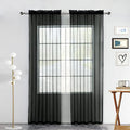 youleyar Solid Sheer Rod Pocket Curtain Voile Draperies 2 Panels White Beige Black Grey Coffee 52 Inch Width 63 Inch Long 1 Pair for Kitchen Bedroom Children Living Room Yard(Black,52Wｘ63L)