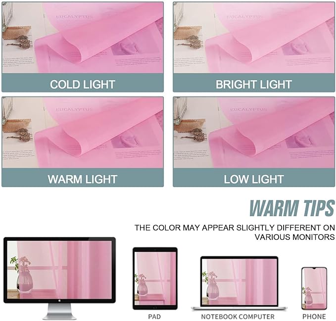 Light Pink Small Sheer Curtains 2 Panels Set, Kitchen Curtains 36 Inch Length, Elegant Light Filtering Short Window Drapes for Living Room Bedroom, Dual Rod Pocket Design, 2x42Wx36L Inches