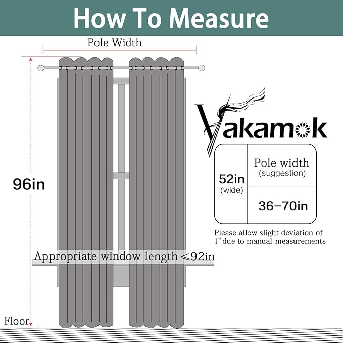 Yakamok Premium Room Darkening Thermal Insulated Curtains for Bedroom/Living Room - Classic Grommet Top (2 Panels, Taupe, 52 Inch by 96 Inch)