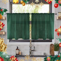 youleyar Solid Sheer Rod Pocket Curtain Voile Draperies 2 Panels White Beige Black Ivory Grey 26 Inch Width 40 Inch Long 1 Pair for Kitchen Bedroom Children Living Room Yard(Foliage Green,26W x 40L)
