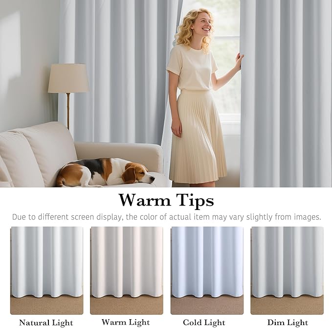 RYB HOME White 100% Blackout Curtains, Short Thermal Insulated Heat & UV Blocking Total Room Darkening Privacy Drapes for Small Window, Width 34 by Length 24, White, 2 Panels