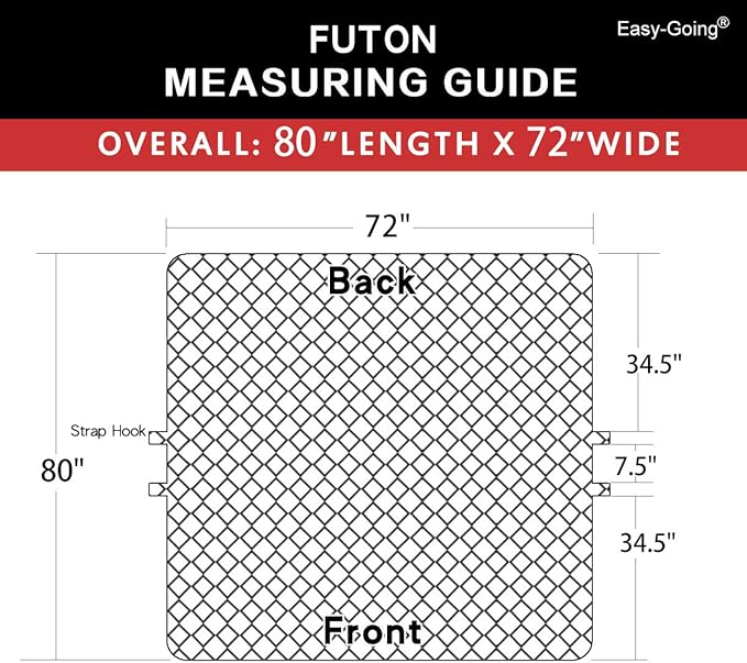 Easy-Going Futon Sofa Slipcover - Reversible Armless Couch Cover - Water Resistant for Pets & Kids (Cyan/Ivory)