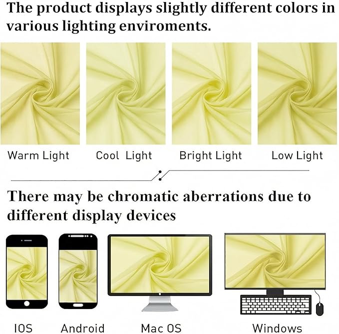 Lecloud Goose Yellow Sheer Curtains 54 Inch Length 2 Panels, Voile Light Filtering Bedroom Curtains for Living Room Windows, Rod Pocket Rustic Solid Drapes for Dining Room, Each Panel 42" W x 54" L