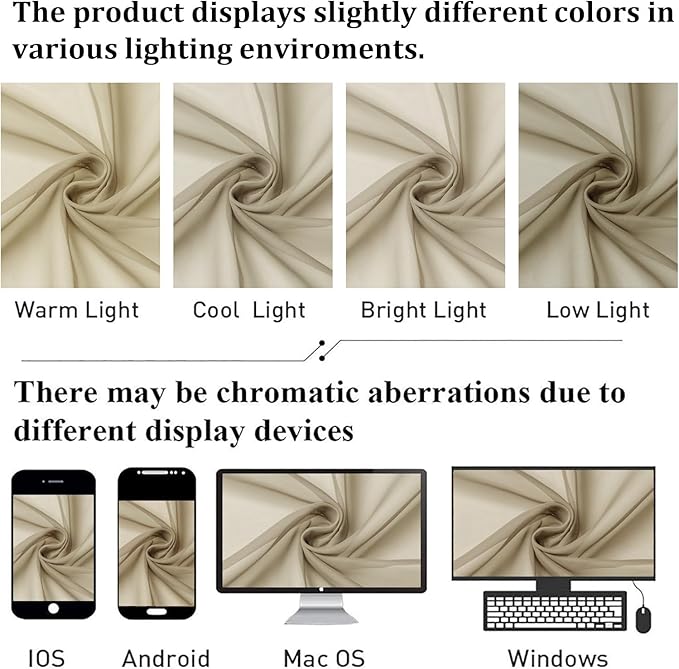Lecloud Taupe Sheer Curtains 63 Inch Length 2 Panels, Airy & Breathable Solid Voile Tan Bedroom Drapes with Dual Rod Pockets, Gauzy Farmhouse Living Room Window Treatments, 40" W x 63" L