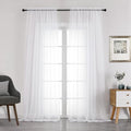 Chyhomenyc White Sheer Curtains 108 Inch Length 2 Panels Set, Extra Long Light Filtering Solid Voile Window Drapes for Living Room Party Ceremony, 42Wx108L, 9FT Length, Set of 2, White