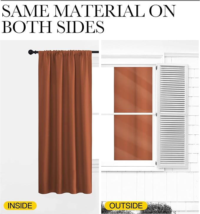 NICETOWN Blackout Curtains and Drapes - Thermal Insulated Solid Rod Pocket Blackout Draperies/Panels (Burnt Orange, 1 Pair, 42 by 54 inches)