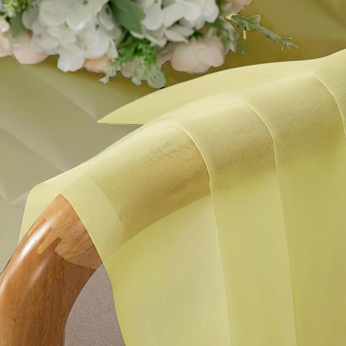 Lecloud Goose Yellow Sheer Curtains 84 Inches Long 2 Panels, Light Filtering Rod Pocket Bedroom Curtains, Airy Voile Farmhouse Window Drapes for Living Room Dining Room, Each Panel 42" W x 84" L