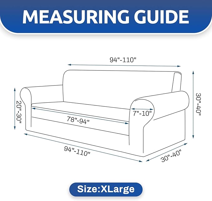 KEKUOU Stretch Oversized Sofa Slipcover 1 Piece Couch Sofa Cover (94"-110") Furniture Protector 4 Seater Sofa with Elastic Bottom for Kids,Pet.Jacquard Checked Pattern Fabric(X Large,Chocolate)