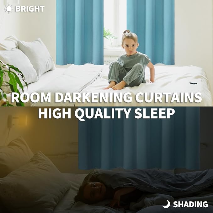 BGment Blackout Curtains - Grommet Thermal Insulated Room Darkening Bedroom and Living Room Curtains, Set of 2 Panels (52 x 84 Inch, Aqua)