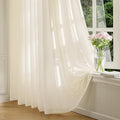 FMFUNCTEX Sheer Non-See-Through Butter Cream Curtains for Bedroom, Sliding Door Curtains 84 Inches Long Window Curtain Drapes for Living Room, Patio Glass Door Extra Wide Curtain, Rod Pocket 1 Panel