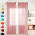 youleyar Solid Sheer Rod Pocket Curtain Voile Draperies 2 Panels White Beige Black Grey Coffee 52 Inch Width 90 Inch Long 1 Pair for Kitchen Bedroom Children Living Room Yard (Blush,52Wｘ90L)