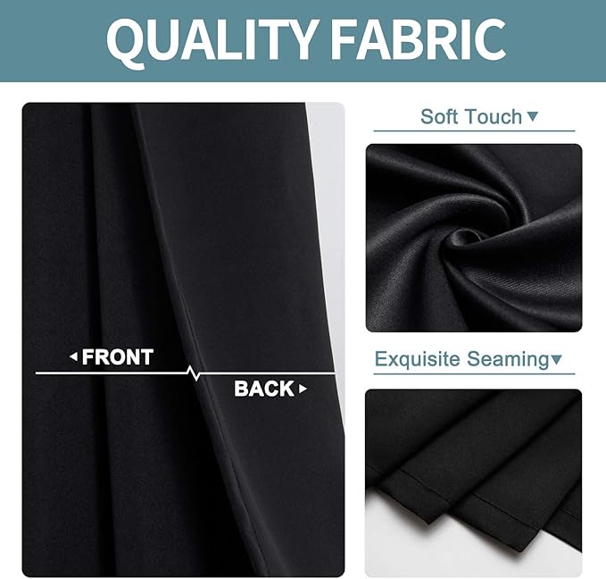 ChrisDowa Blackout Curtains 102 Inches Long 2 Panels Set for Living Room, Grommet Thermal Insulated Room Darkening Curtains for Bedroom (Black, 52 x 102 Inch)