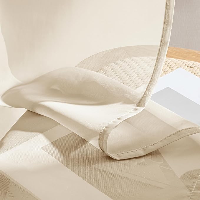 MIULEE Butter Cream Sheer Curtains 90 Inches Long, 4 Panels Set, Rod Pocket Voile Drapes Light Filtering and Semi Transparent, Elegant Window Treatments for Bedroom Living Room,54 x 90 Inches