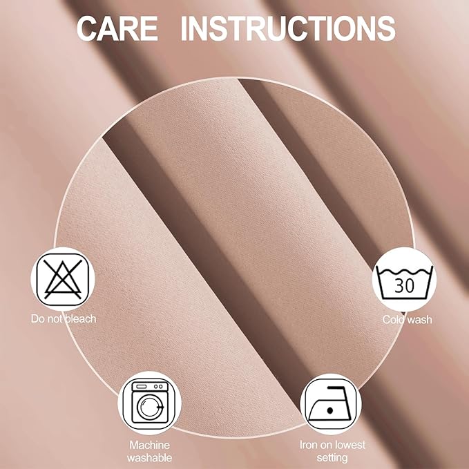 LEMOMO Blackout Curtains 52 x 90 inches Long Blush Curtains Set of 2 Panels Thermal Insulated Room Darkening Curtains for Bedroom