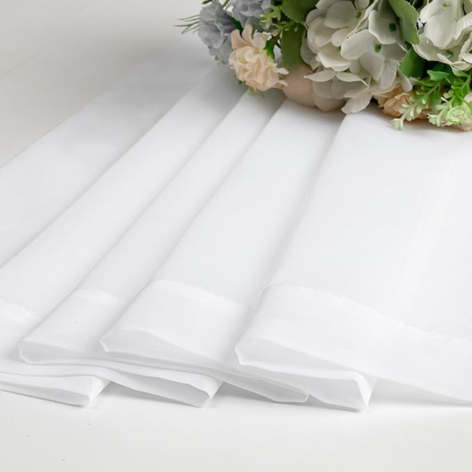 Lecloud Sheer White Valances for Windows 18 Inch Length 2 Pcs, Cafe Kitchen Curtains for Bedroom Living Room, Short Curtains for Small Windows with Dual Rod Pocket Home Decor, 42" W x 18" L