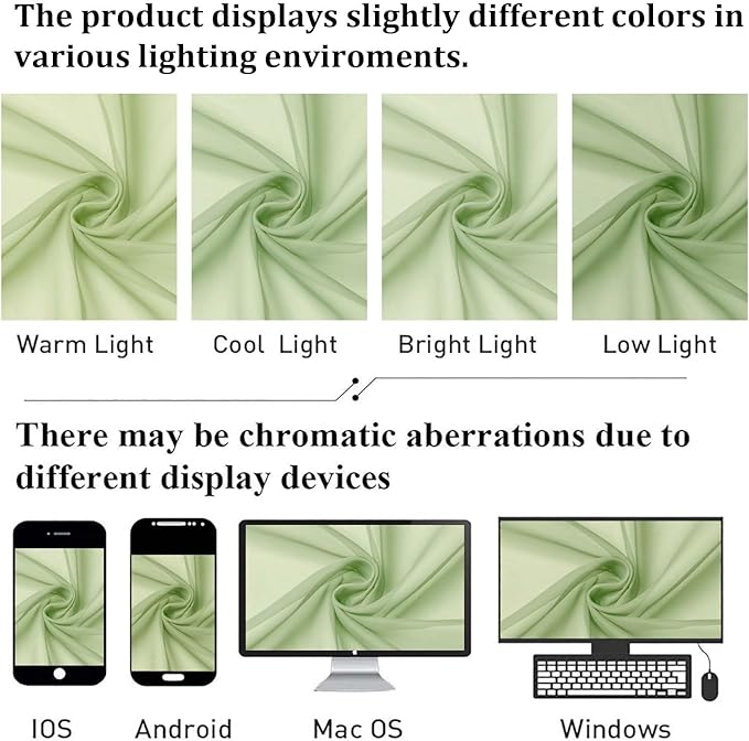 Lecloud Light Green Sheer Curtains 54 Inch Length 2 Panels, Voile Bedroom Curtains for Windows, Airy Lightweight Dual Rod Pocket Curtain Drapes Window Treatments, Each Panel 42 X 54 Inch